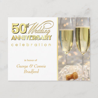 50th Guld för champagne för Inbjudningar