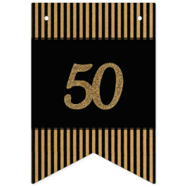50th guld - svart- & guldrandar vimplar