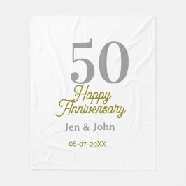 50th happy anniversary name date silver gold date  fleecefilt