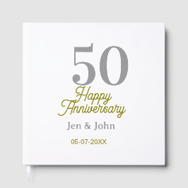 50th happy anniversary name date silver gold date  gästböcker