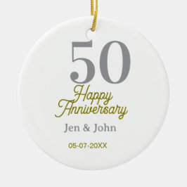 50th happy anniversary name date silver gold date  julgransprydnad keramik