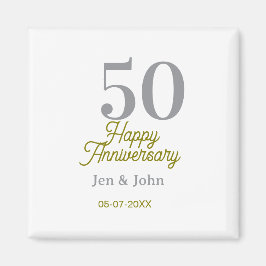 50th happy anniversary name date silver gold date  magnet