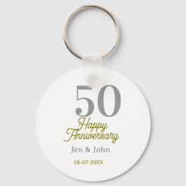 50th happy anniversary name date silver gold date  nyckelring
