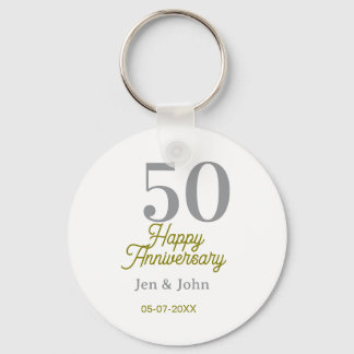 50th happy anniversary name date silver gold date  nyckelring