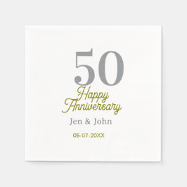 50th happy anniversary name date silver gold date  pappersservett