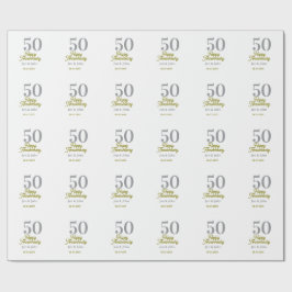 50th happy anniversary name date silver gold date  presentpapper