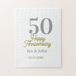 50th happy anniversary name date silver gold date  pussel