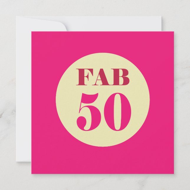 50th inbjudan för födelsedag Fab femtio (Framsida)