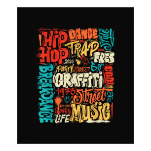 50th Music and Hip hop Graffiti Cassette Vintage R Fototryck