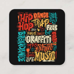 50th Music and Hip hop Graffiti Cassette Vintage R Fyrkantigt Visitkort