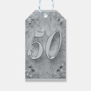 50th Regal silvermarmor för födelsedag eller fö Presentetikett