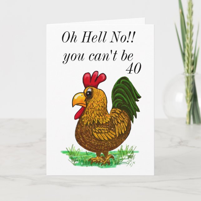 50th Rooster Birthday card, Oh Hell No Tack Kort (Framsida)