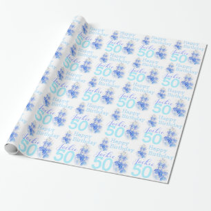 50th sjal för gåva för födelsedagLobelia blåt Presentpapper