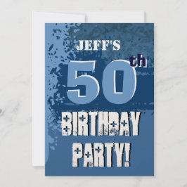 50th SURPRISE Birthday Custom Name Blue Metallic Inbjudningar