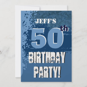 50th SURPRISE Birthday Custom Name Blue Metallic Inbjudningar