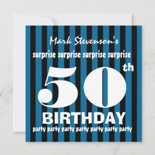 50th SURPRISE Födelsedagsfest Blue Rand A01 Inbjudningar