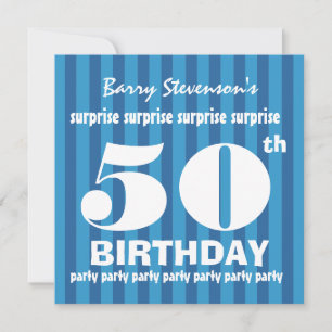50th SURPRISE Födelsedagsfest Blue Rand A06 Inbjudningar