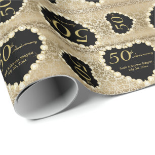 50th Text för guldbröllopårsdagmönster DIY Presentpapper