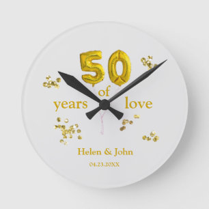 50th Wedding Anniversary Gift with Faux Glitters Rund Klocka