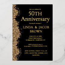 50th Wedding Anniversary Gold Faux Glitter 
