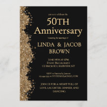 50th Wedding Anniversary Gold Faux Glitter 