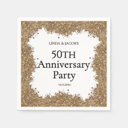 50th Wedding Anniversary Gold Faux Glitter Pappersservett