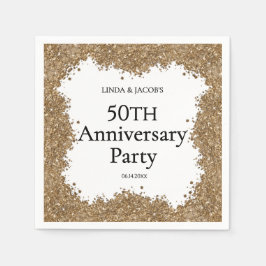 50th Wedding Anniversary Gold Faux Glitter Pappersservett