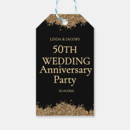 50th Wedding Anniversary Gold Faux Glitter Presentetikett