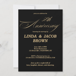 50th Wedding Anniversary Gold Faux Glitter Script Inbjudningar