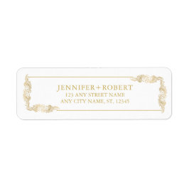 50th Wedding Anniversary Gold Floral Frame Returadress Etikett