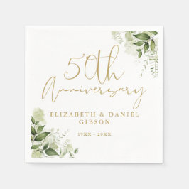 50th Wedding Anniversary Greenery Gold Script Pappersservett