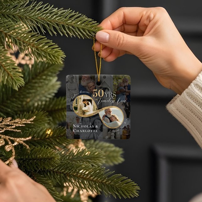 50th Wedding Anniversary Infinity Photo Collage Julgransprydnad Keramik (50th Wedding Anniversary Infinity Photo Collage Ceramic Ornament (Front))