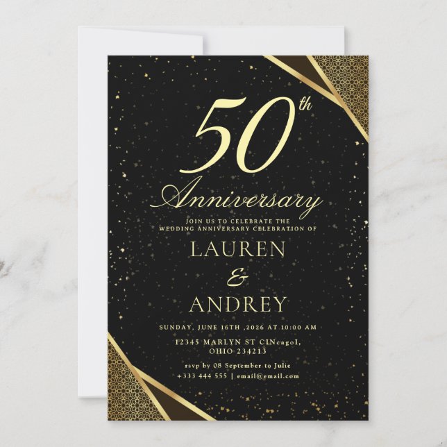 50th Wedding Anniversary Invitation Inbjudningar (Framsida)