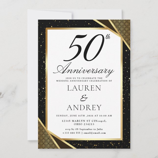 50th Wedding Anniversary Invitation Inbjudningar (Framsida)