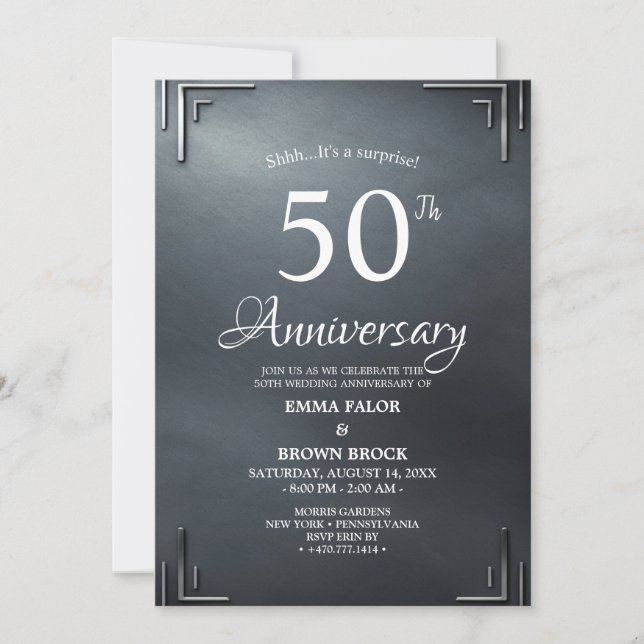 50th Wedding Anniversary Surprise Invitation Inbjudningar (Framsida)