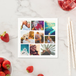 50x Service Napkins 9 Photo Collage Template Pappersservett