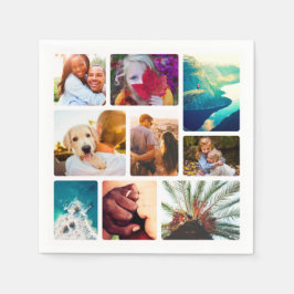 50x Service Napkins 9 Photo Collage Template Pappersservett