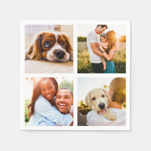50x Serviettes Napkins 4 Photo Collage Template Pappersservett