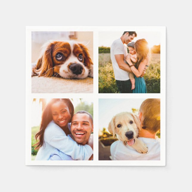 50x Serviettes Napkins 4 Photo Collage Template Pappersservett (Framsidan)