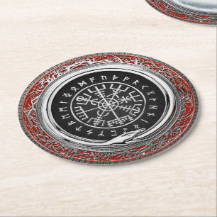 [510] Vegvisir - Viking Silver Magic Runic Compass Underlägg Papper Rund