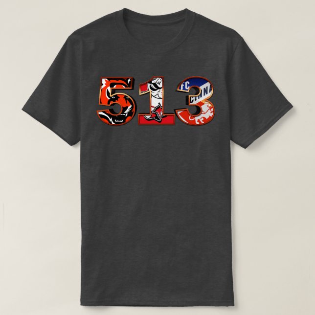 513 Områdeskod Cincinnati Sports T Shirt (Design framsida)