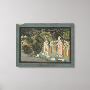 51.207/28 Nanda bad Radha eskortera Krishna hom Canvastryck