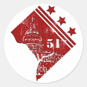 51:a - delstaten Washington DC Flagga Borderline Runt Klistermärke
