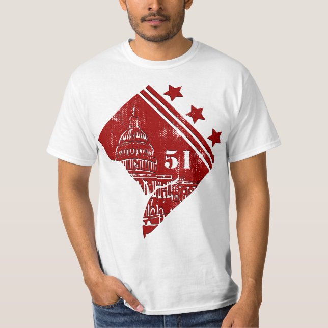 51:a - delstaten Washington DC Flagga Borderline T Shirt (Framsida)