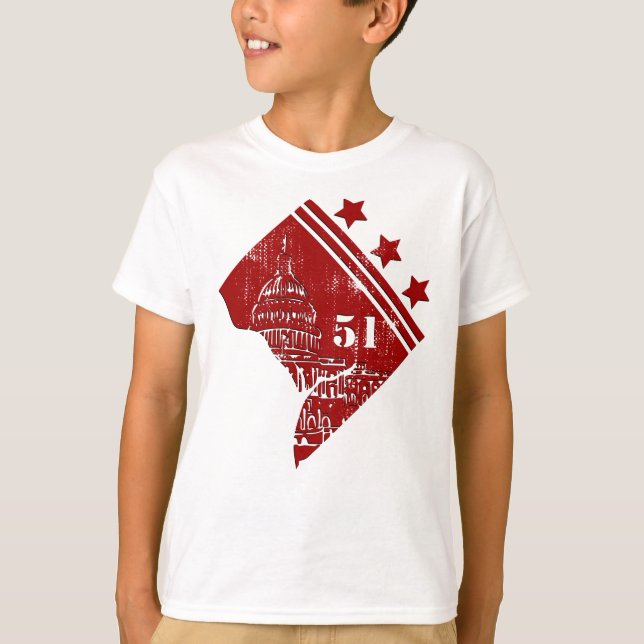 51:a - delstaten Washington DC Flagga Borderline T Shirt (Framsida)