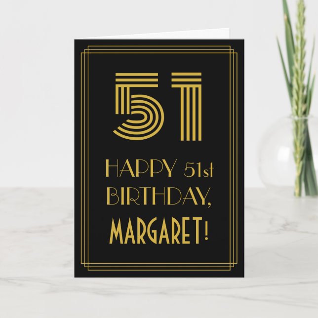 51:a födelsedagen: Art Deco Inspired Titta "51" oc Kort (Framsida)