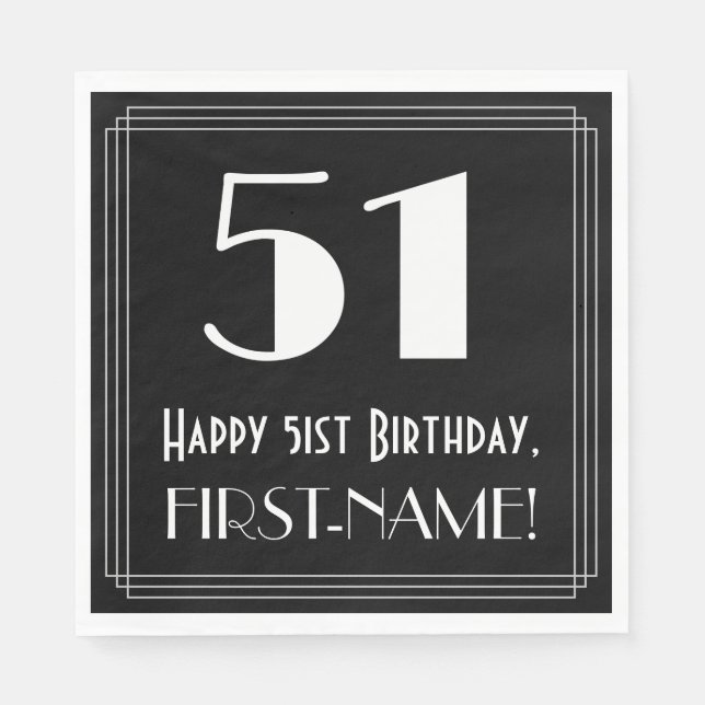 51:a födelsedagen ~ Art Deco Inspired Titta "51",  Pappersservett (Framsidan)