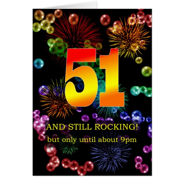 51:a födelsedagen fortfarande i raketläge hälsningskort (Framsidan)