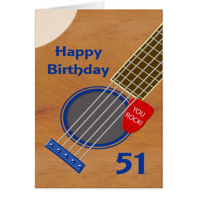 51:a födelsedagen Guitar Player Birthday Hälsningskort (Framsidan)