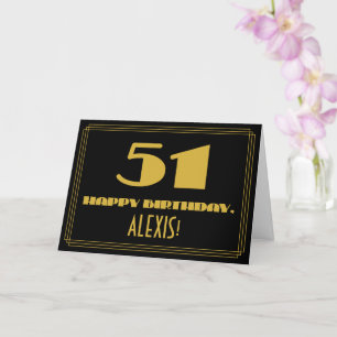51:a födelsedagen: Namn + Art Deco Inspired Titta Kort
